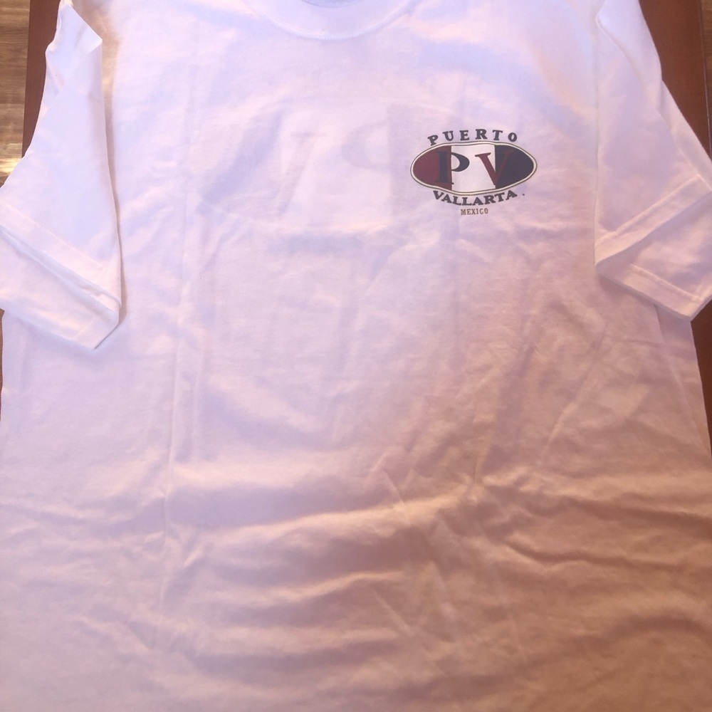 PV Logo Men's Vtg. White T-Shirt  by Yazbek